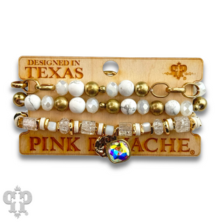 Mixed white bead bracelet with Austrian crystal