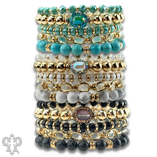 Mixed bead bracelet with chain feature