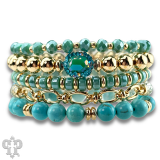 Mixed bead bracelet with chain feature