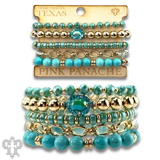 Mixed bead bracelet with chain feature