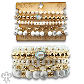 Mixed bead bracelet with chain feature