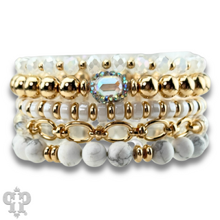 Mixed bead bracelet with chain feature