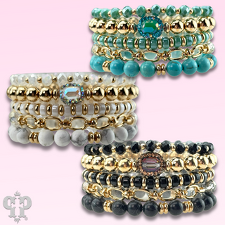 Mixed bead bracelet with chain feature
