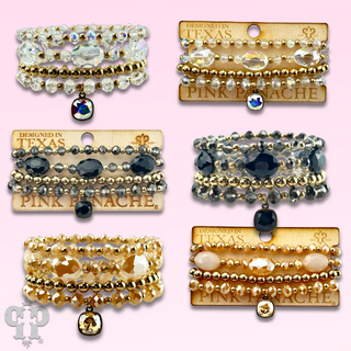 Four strand faceted bead bracelet with Austrian crystal