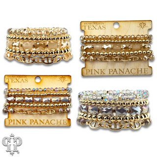 Mixed bead bracelet set with chain feature