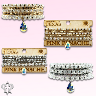 Faceted bead bracelet with Austrian crystal teardrop