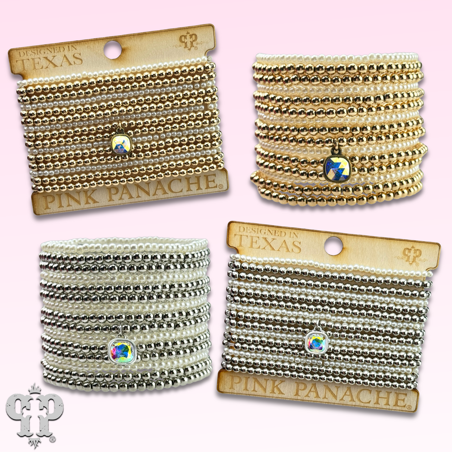 Pearl bead bracelet with Austrian crystal