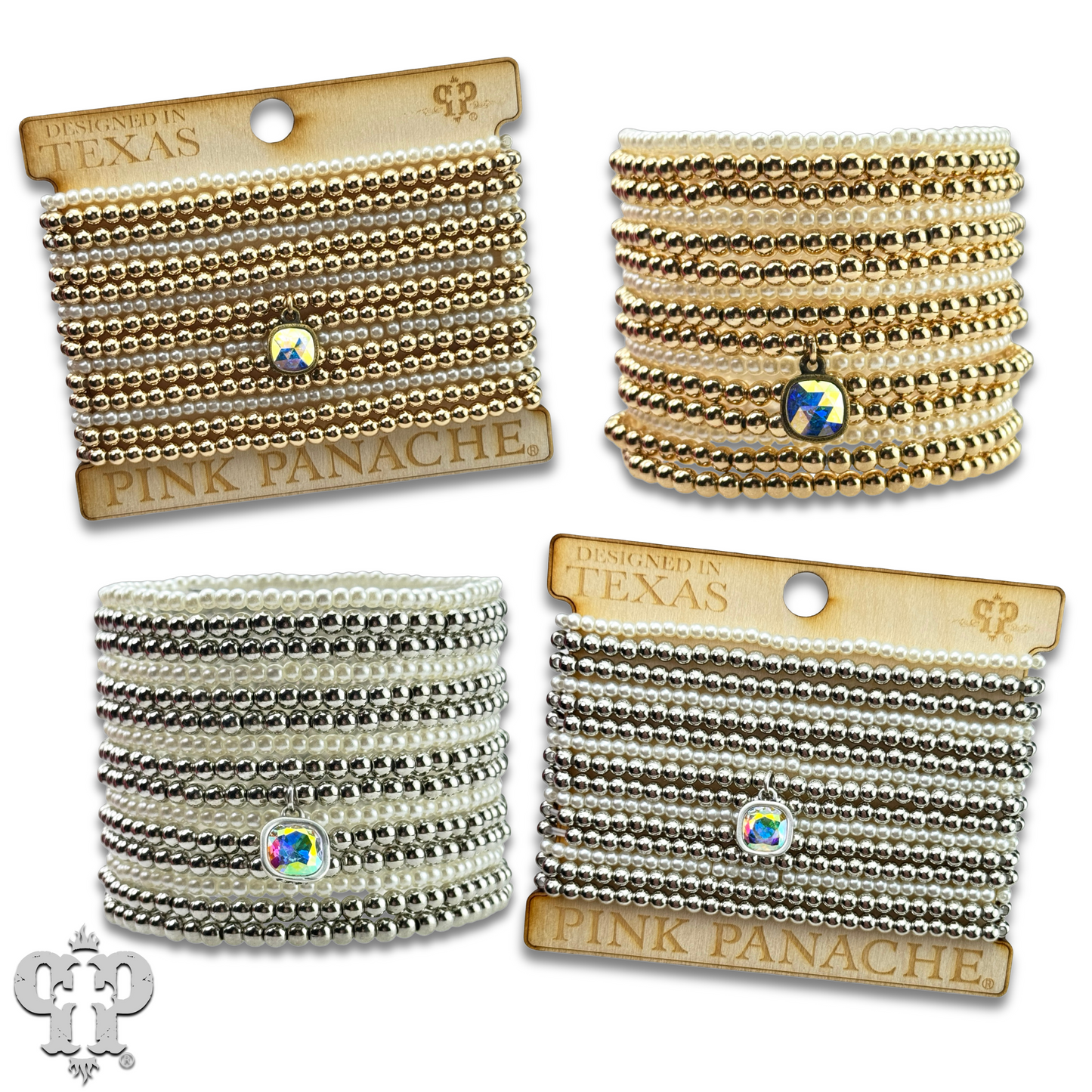 Pearl bead bracelet with Austrian crystal