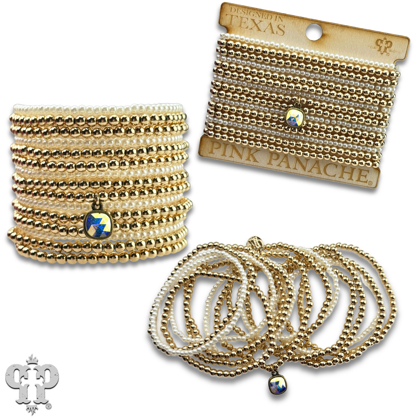 Pearl bead bracelet with Austrian crystal