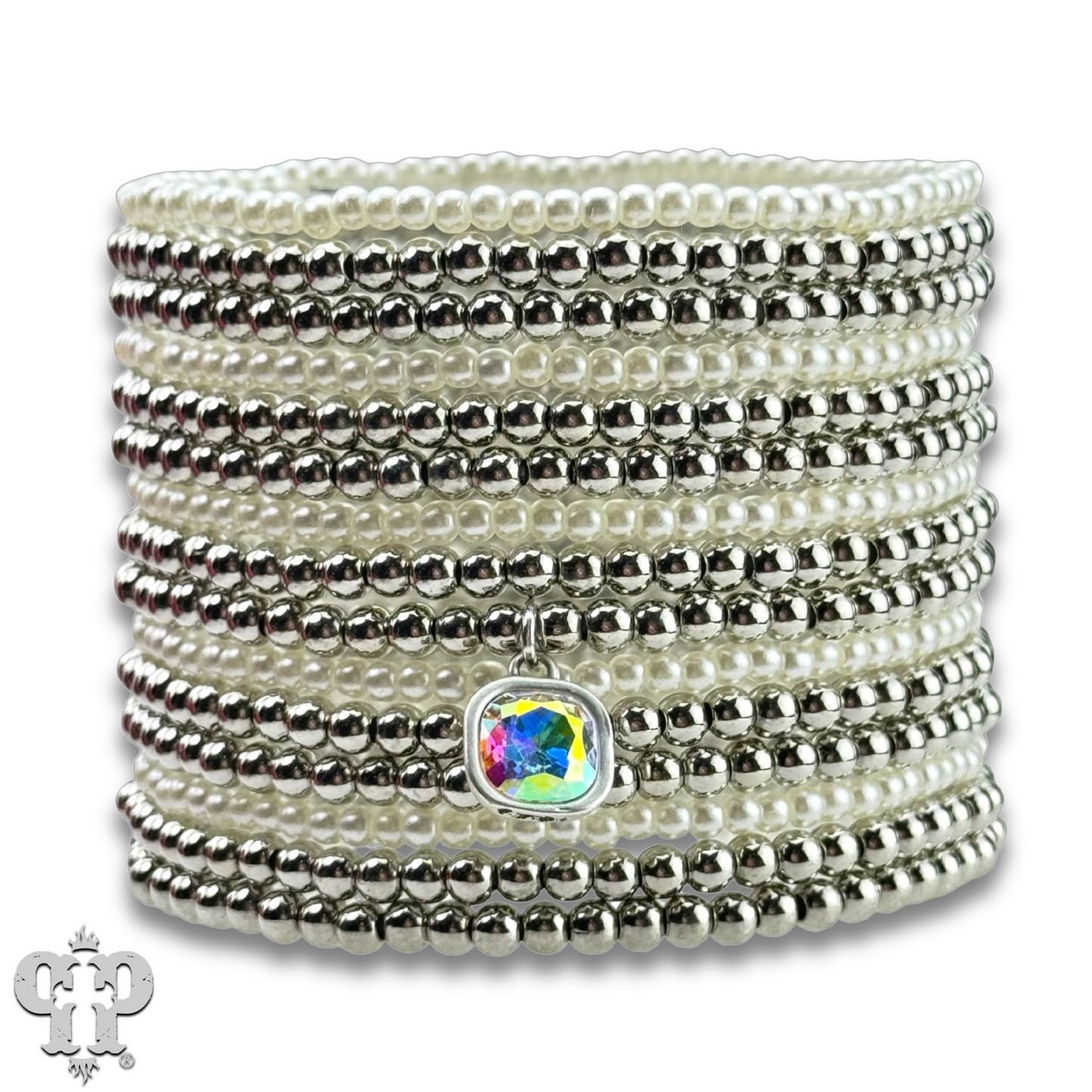 Pearl bead bracelet with Austrian crystal