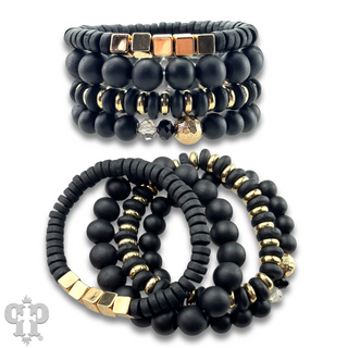 Three strand black bead bracelet