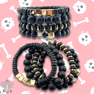 Three strand black bead bracelet