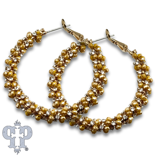 Woven seed bead hoop earring