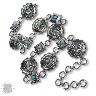 Western round and square concho link belt