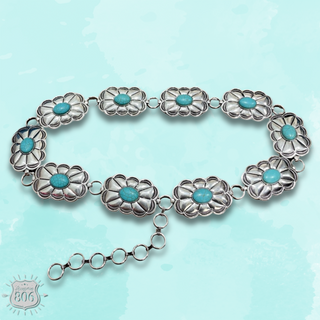 Western scalloped rectangle concho belt