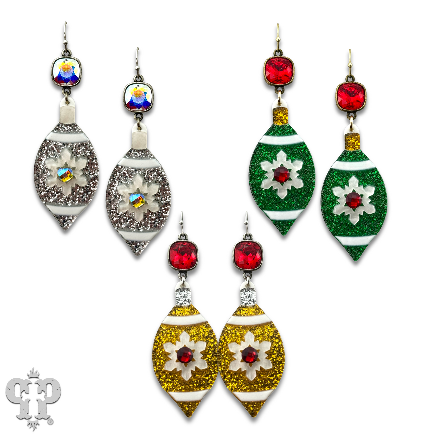 Christmas ornament earring with Austrian crystal