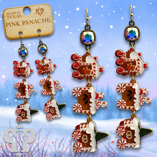 Gingerbread train earring, Austrian crystal - LC