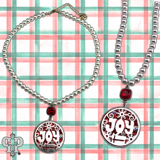 Red and silver JOY necklace, Austrian crystal