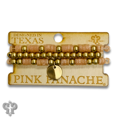 Gold and pink lucite disc bracelet set, last call
