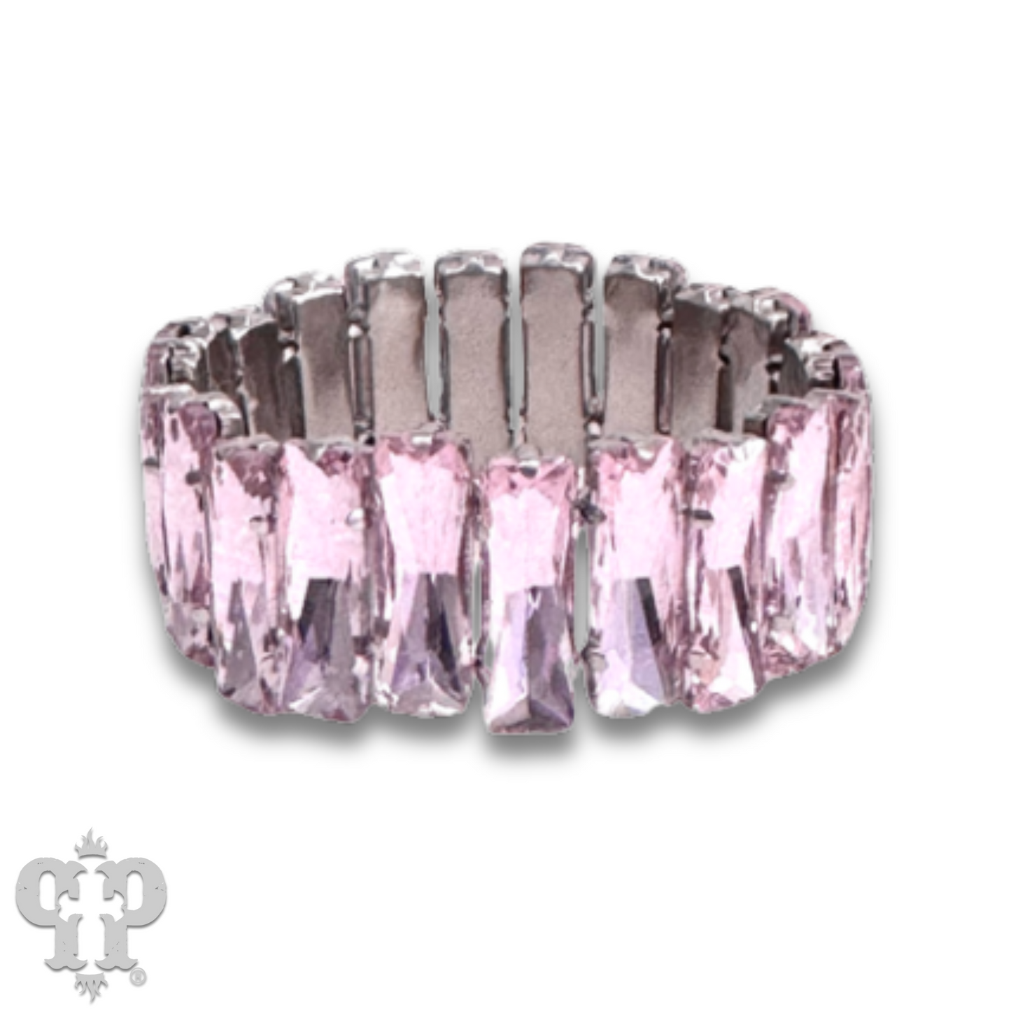 Faceted rectangle rhinestone stretch bracelet