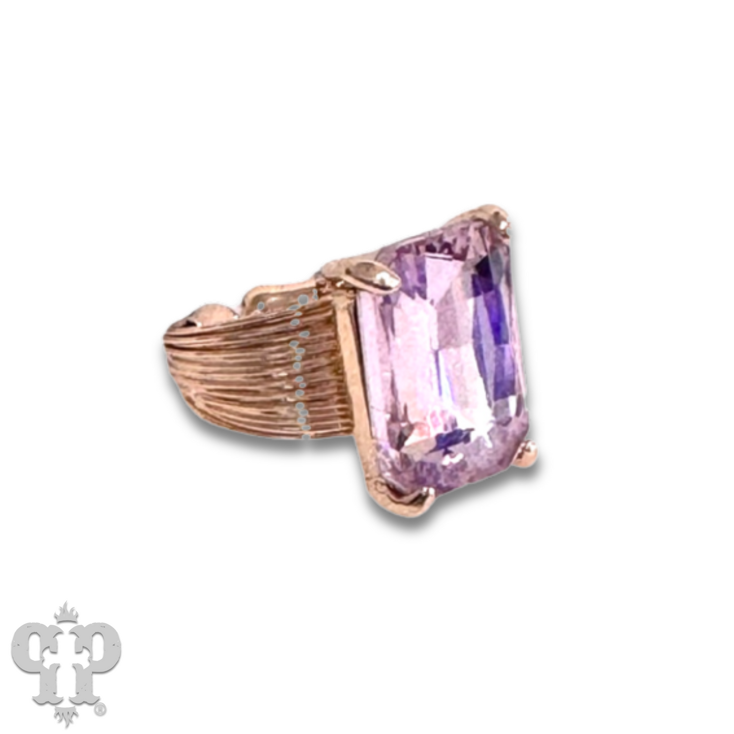 Faceted rectangle rhinestone adjustable ring
