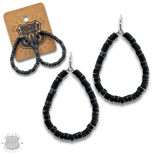 Rubber disc bead teardrop earring