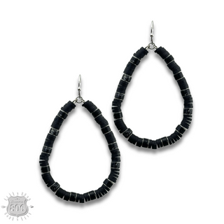 Rubber disc bead teardrop earring