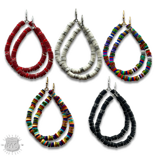 Rubber disc bead teardrop earring