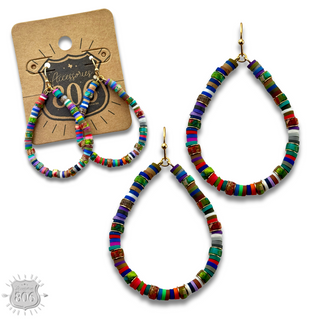 Rubber disc bead teardrop earring