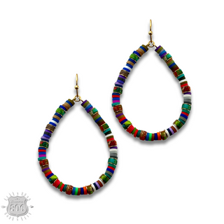 Rubber disc bead teardrop earring