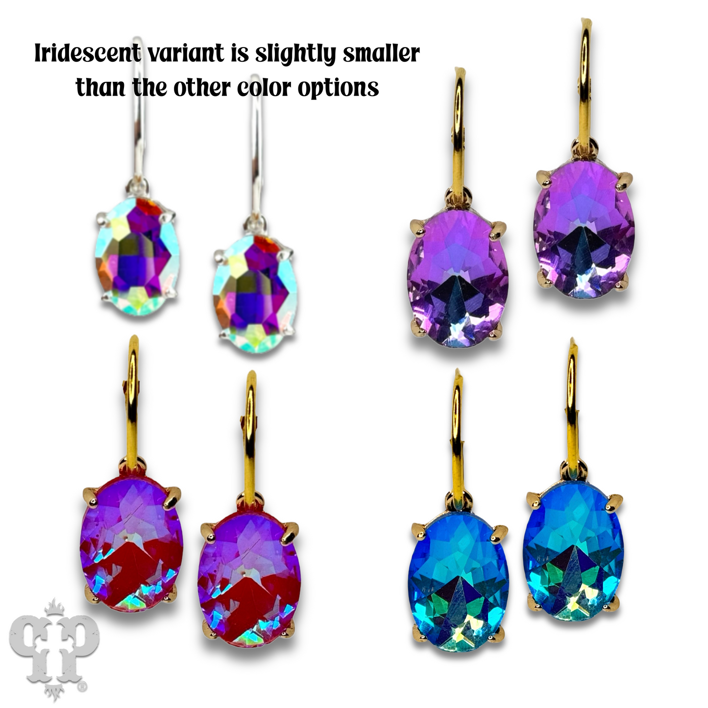 Oval rhinestone earring on hoop
