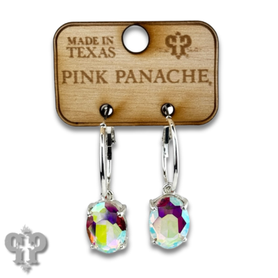 Oval rhinestone earring on hoop