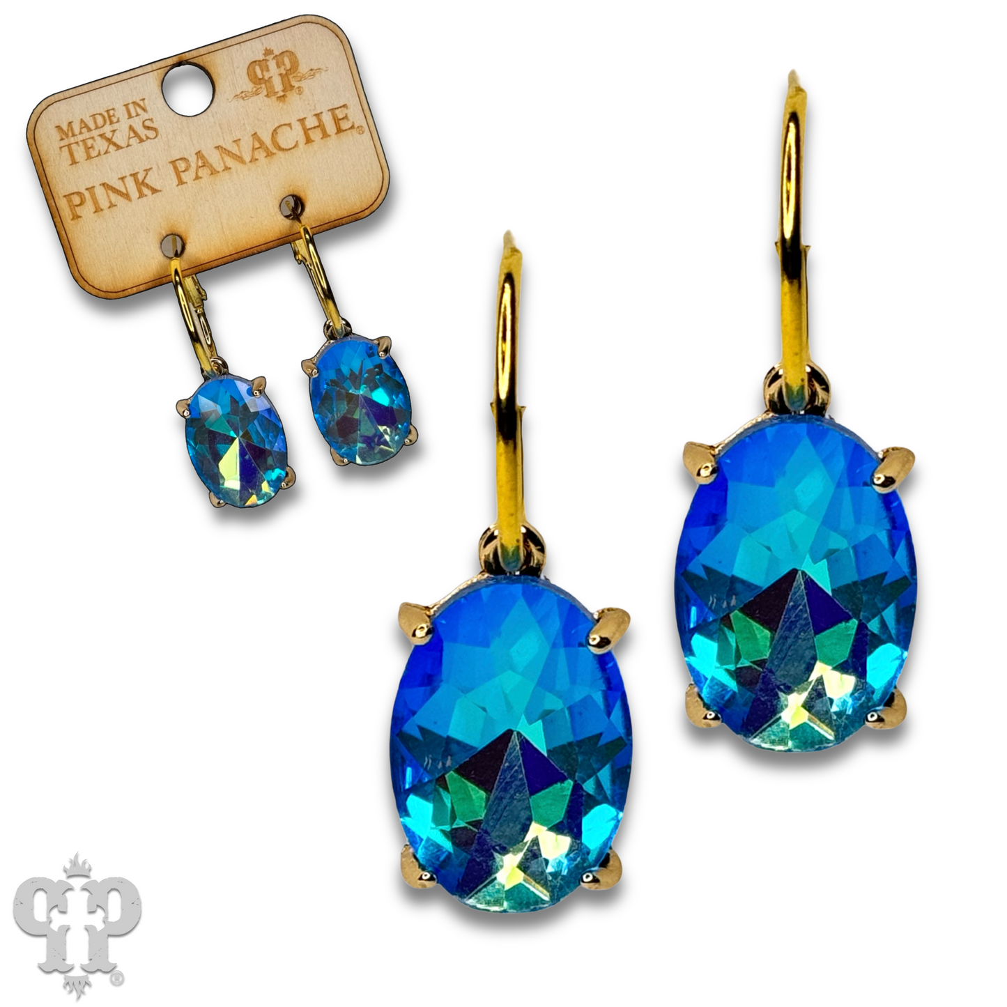 Oval rhinestone earring on hoop