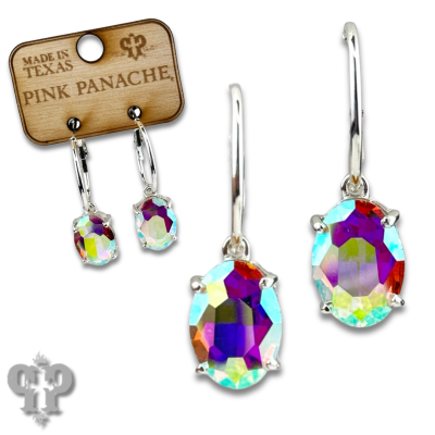 Oval rhinestone earring on hoop
