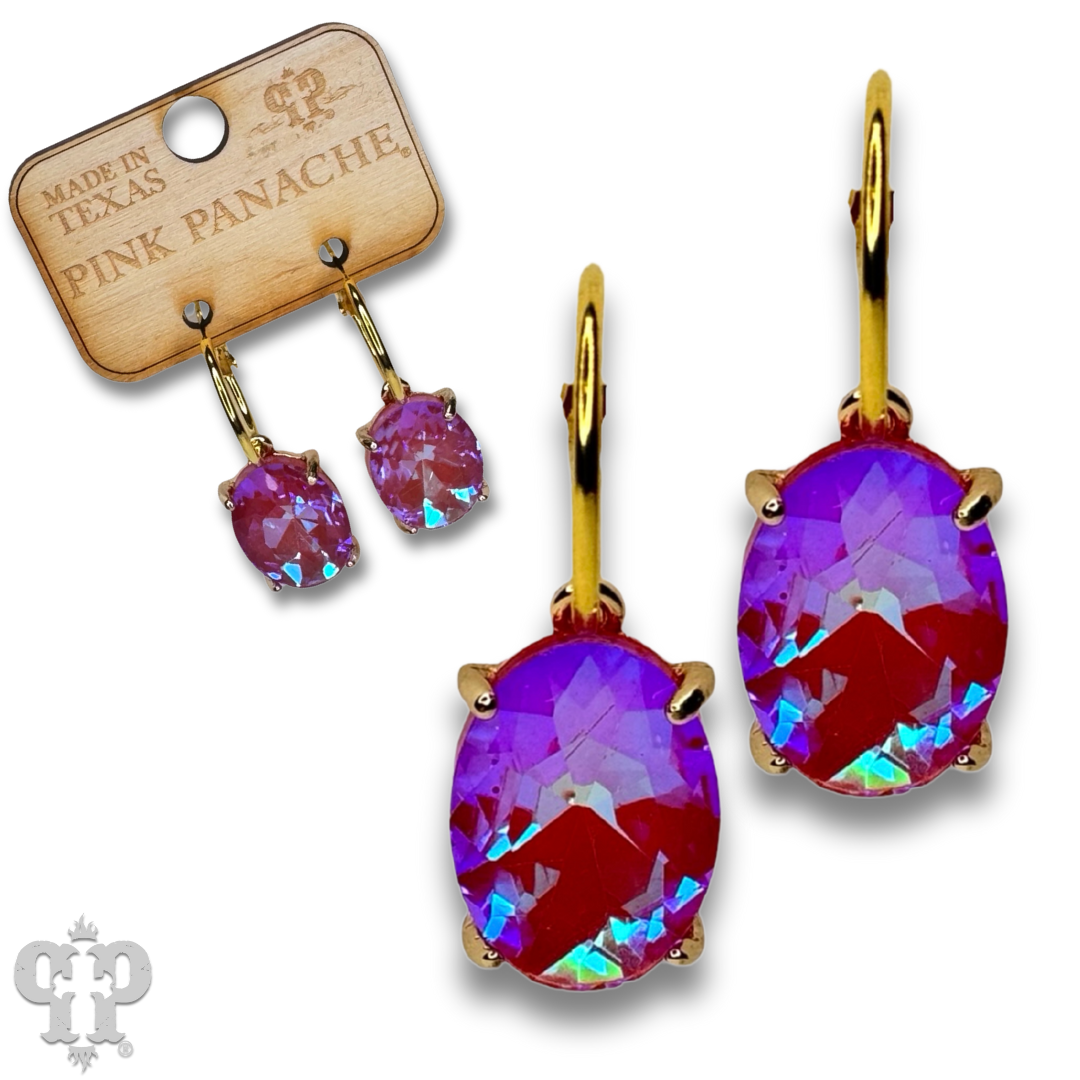 Oval rhinestone earring on hoop