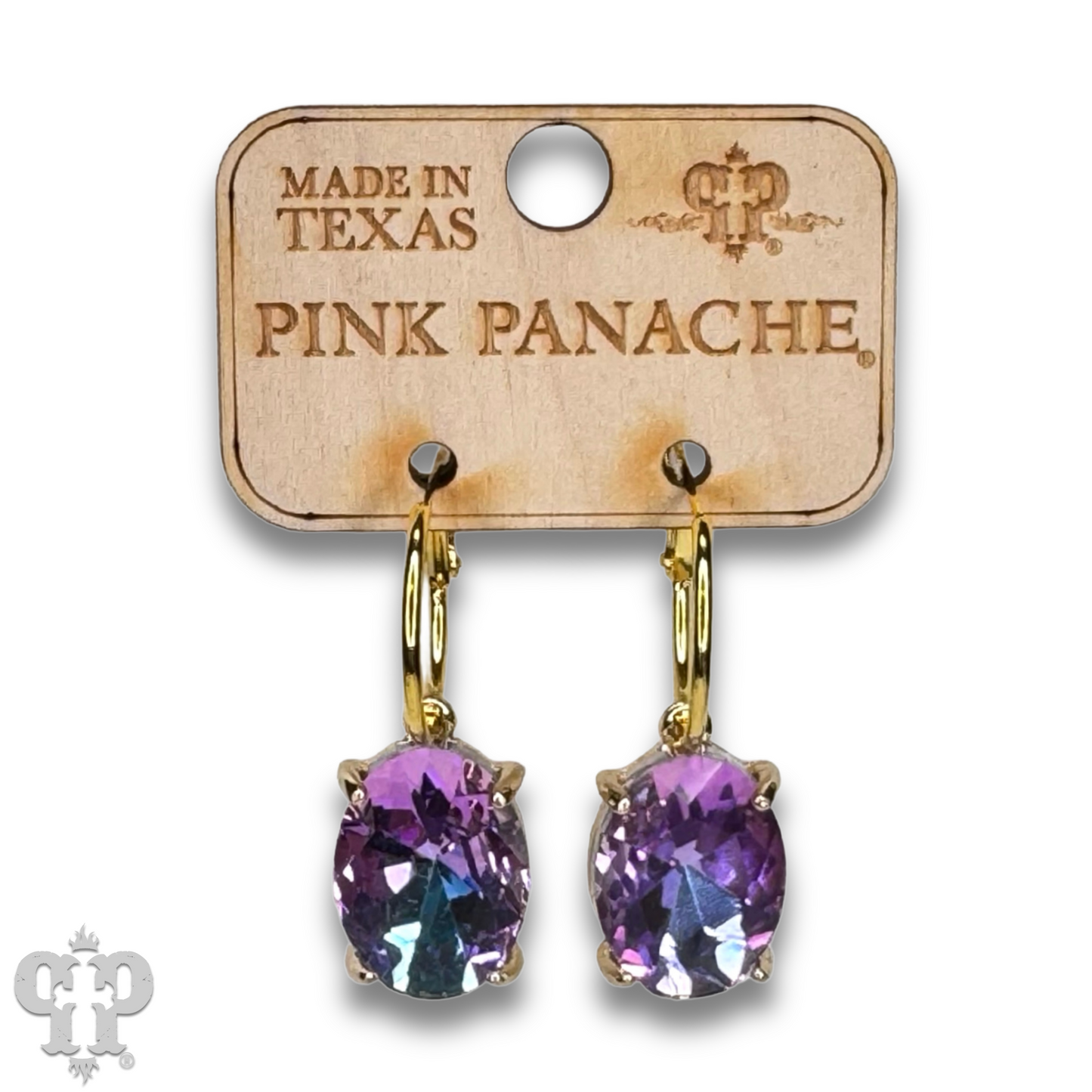 Oval rhinestone earring on hoop
