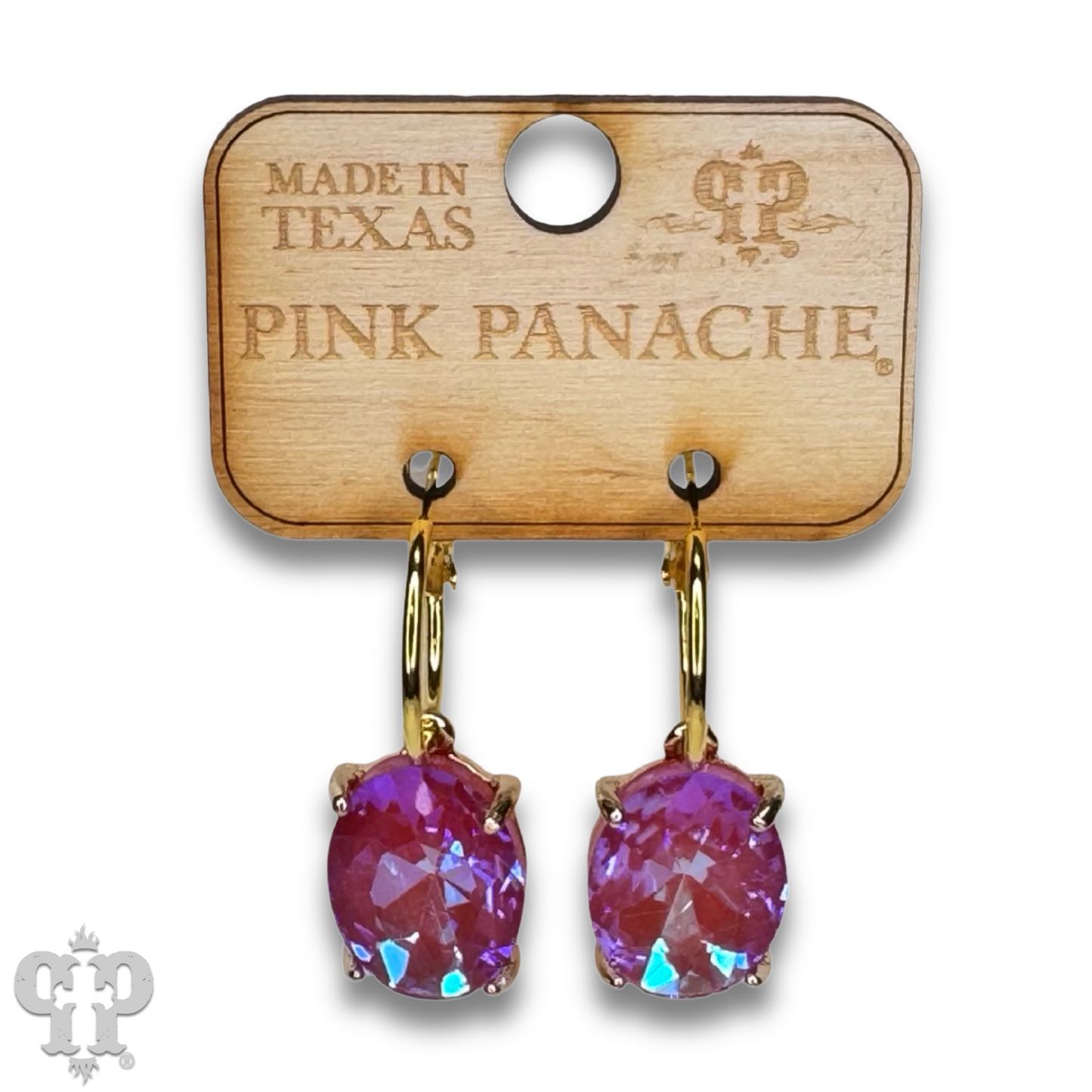 Oval rhinestone earring on hoop