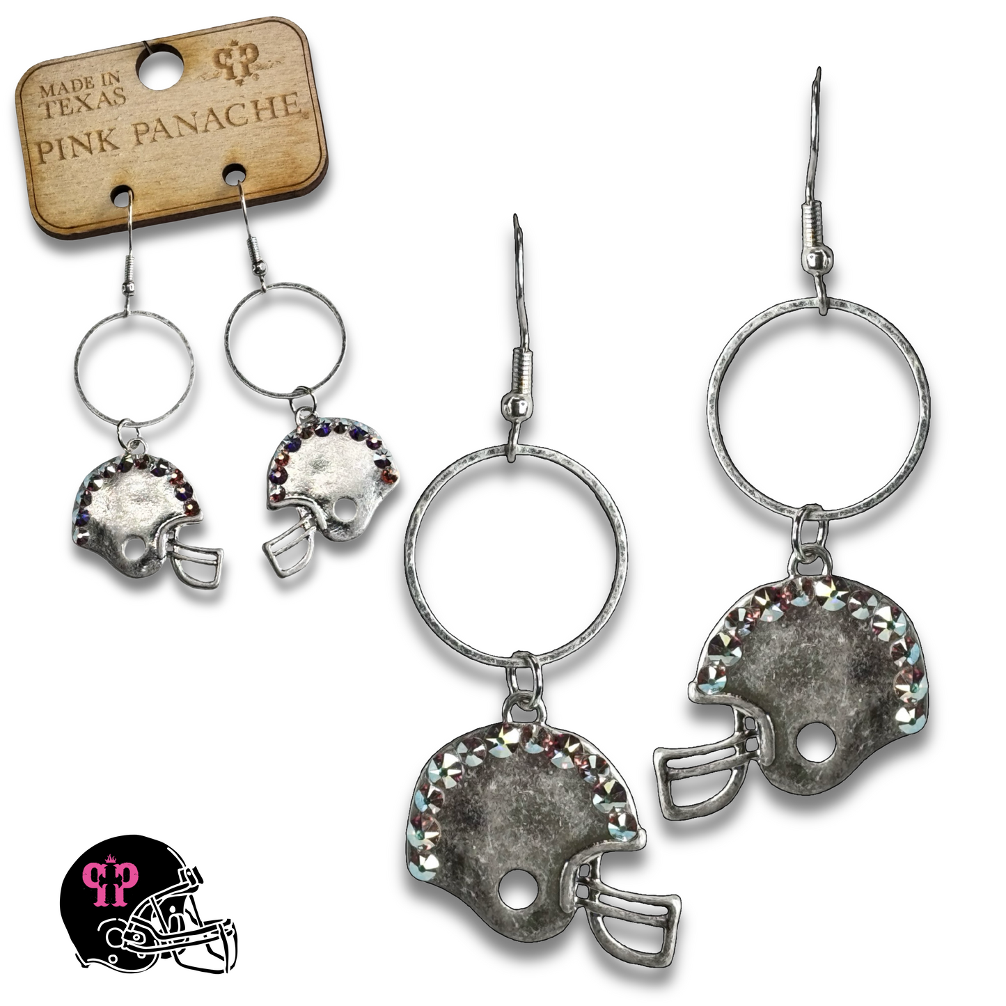 Football helmet earring with Austrian crystals