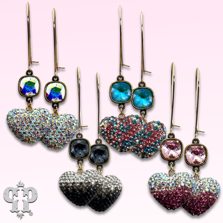 Pave rhinestone heart earring, Austrian crystal