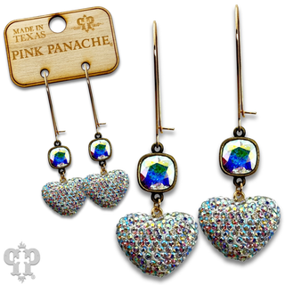 Pave rhinestone heart earring, Austrian crystal