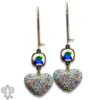 Pave rhinestone heart earring, Austrian crystal