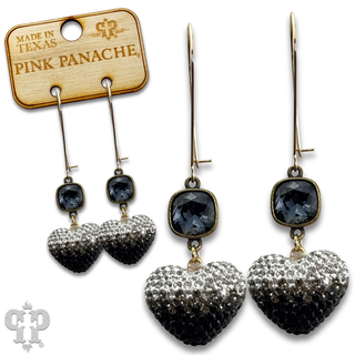 Pave rhinestone heart earring, Austrian crystal