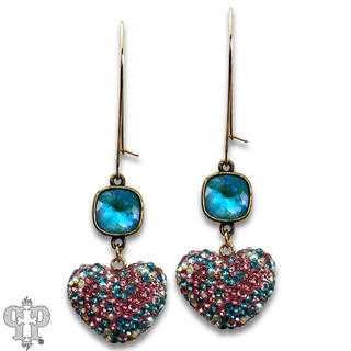 Pave rhinestone heart earring, Austrian crystal