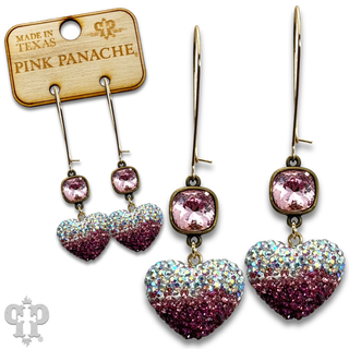 Pave rhinestone heart earring, Austrian crystal
