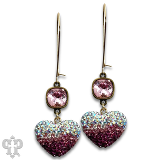 Pave rhinestone heart earring, Austrian crystal
