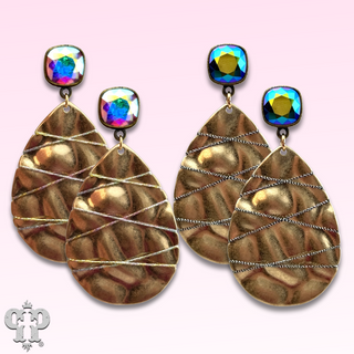 Sparkling thread teardrop earring, Austrian crystal