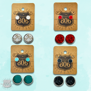 Round stone post earring