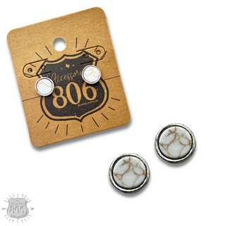 Round stone post earring