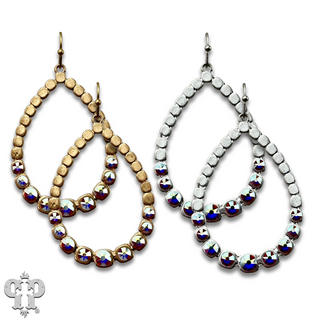 Matte finish teardrop earring, Austrian crystals