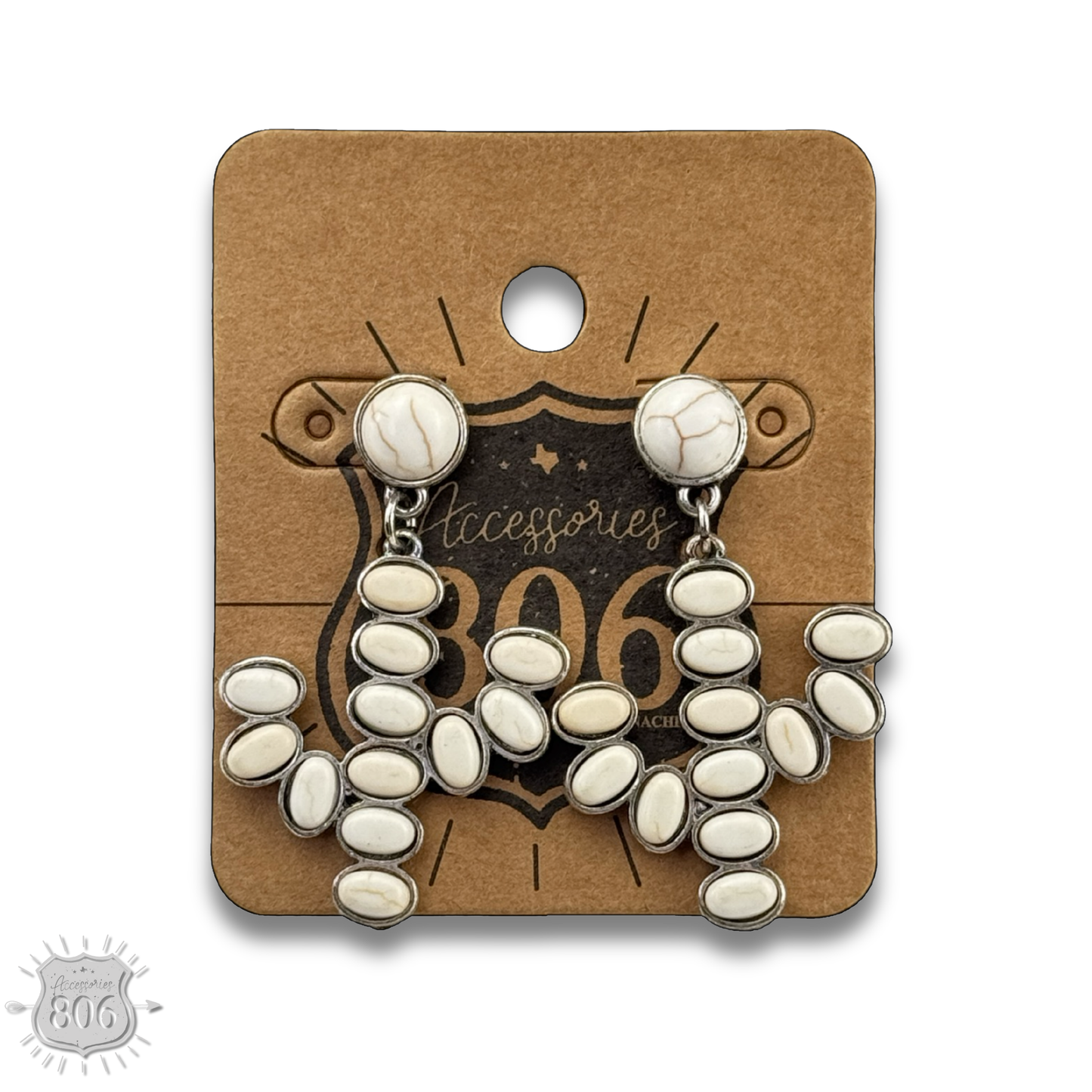 White stone cactus post earring, last call